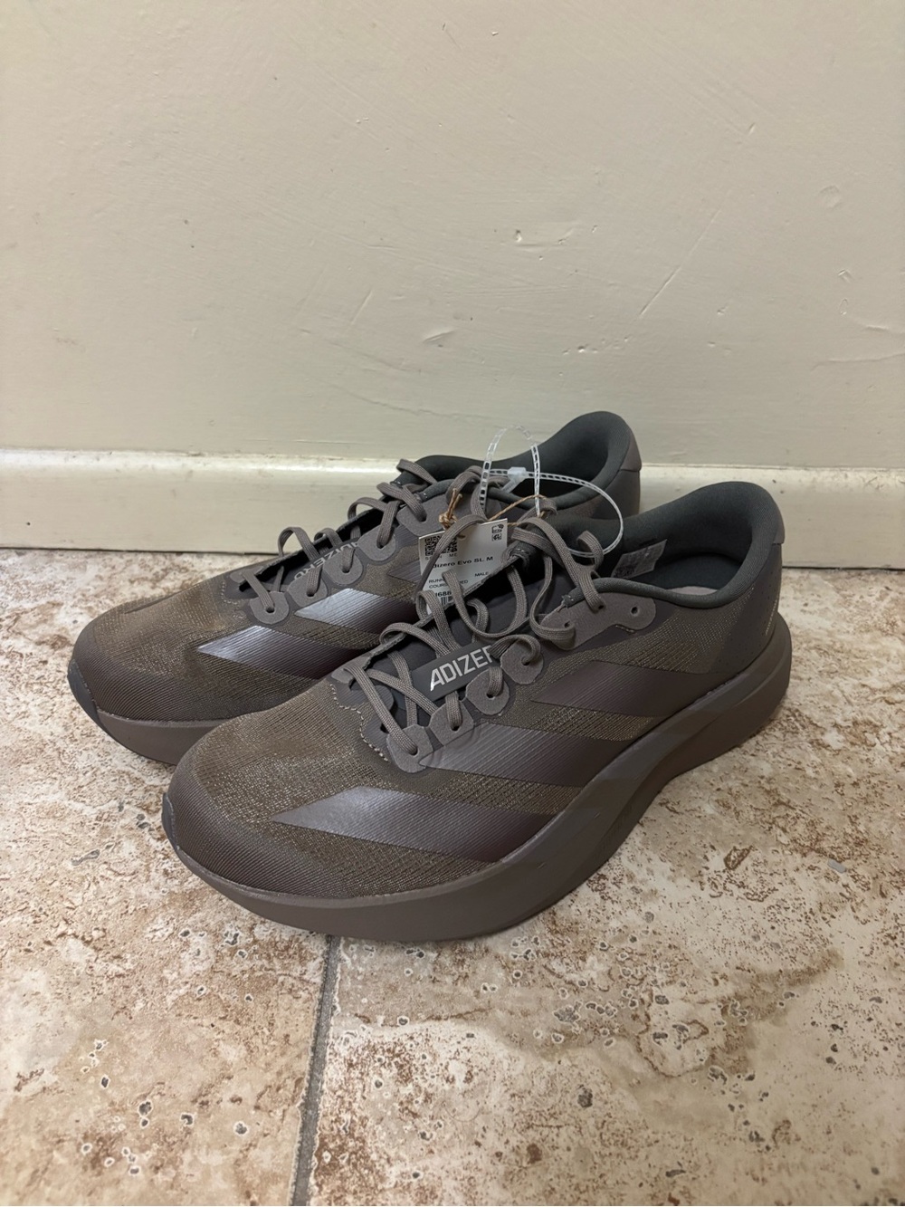 Sz 10.5/13 Adidas Running Adizero EVO SL Brown Training Workout Gym Men's KI6884